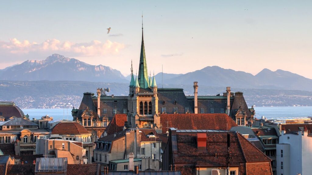 You can see the French alps from the city of Lausanne