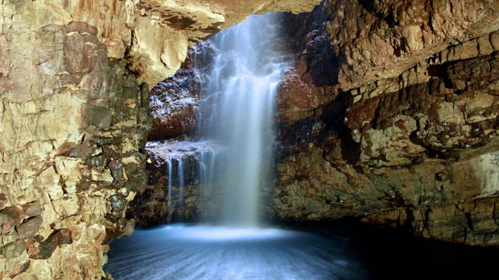 Smoo Cave in Durness is one of the most well-known caves in Scotland