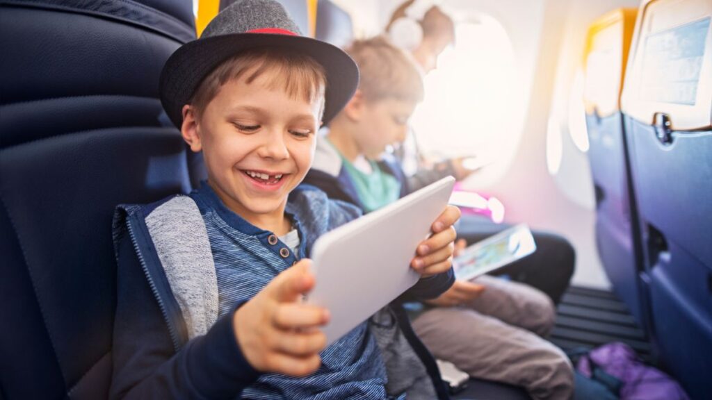 Be sure to bring some form of entertainment when flying with children