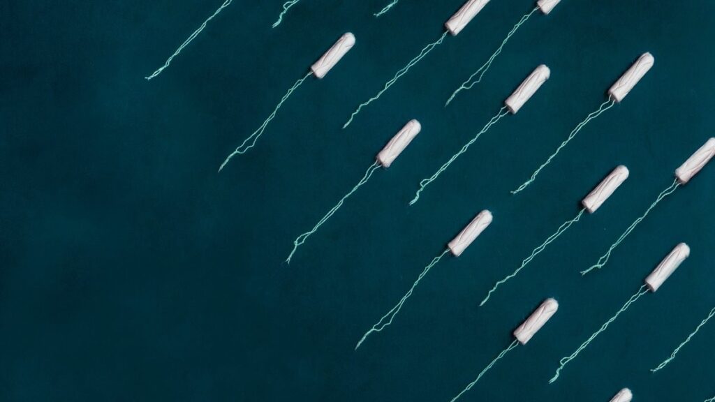 Several tampons aligned next to each other