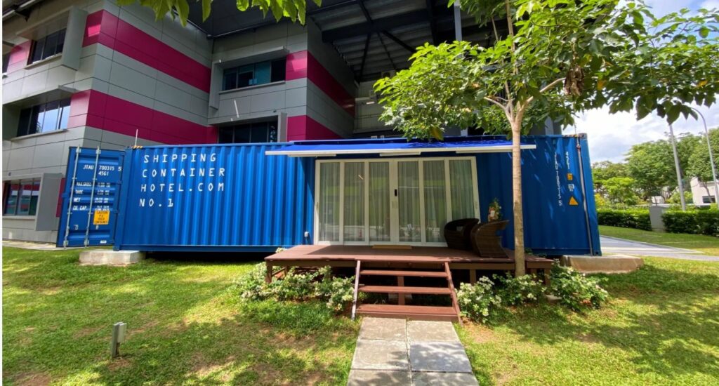 The Shipping Container Hotel is located in the middle of Singapore's Silicon Valley