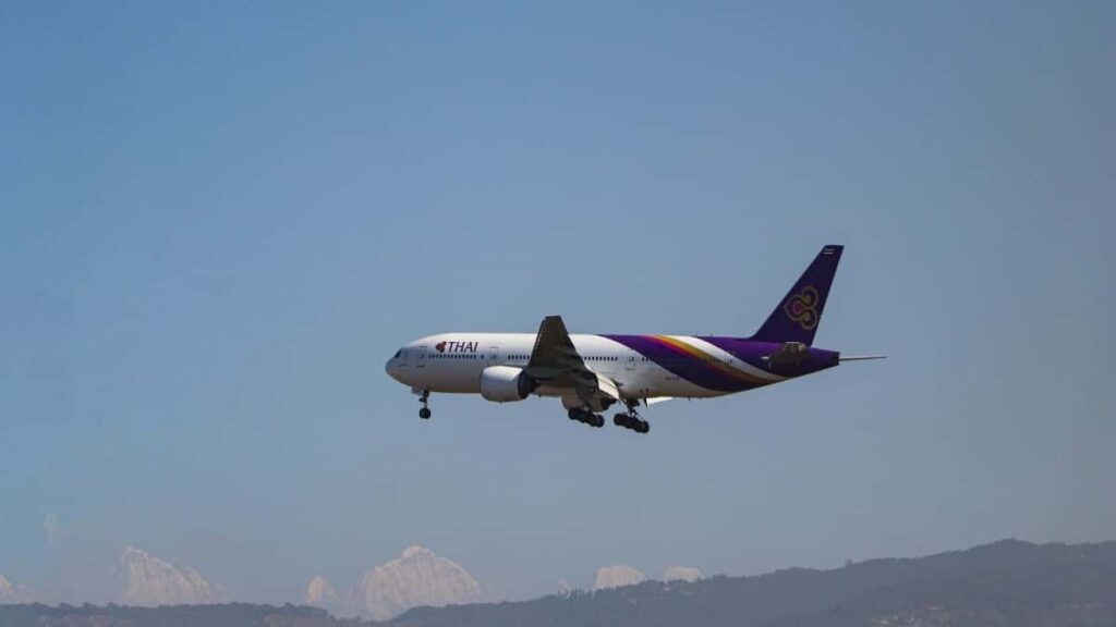 Thai Airways plane in the sky