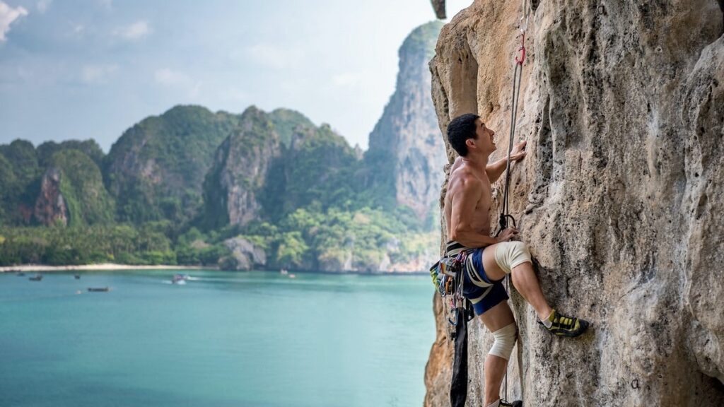 Mountain climbing is a popular form of exercise in Kanchanaburi