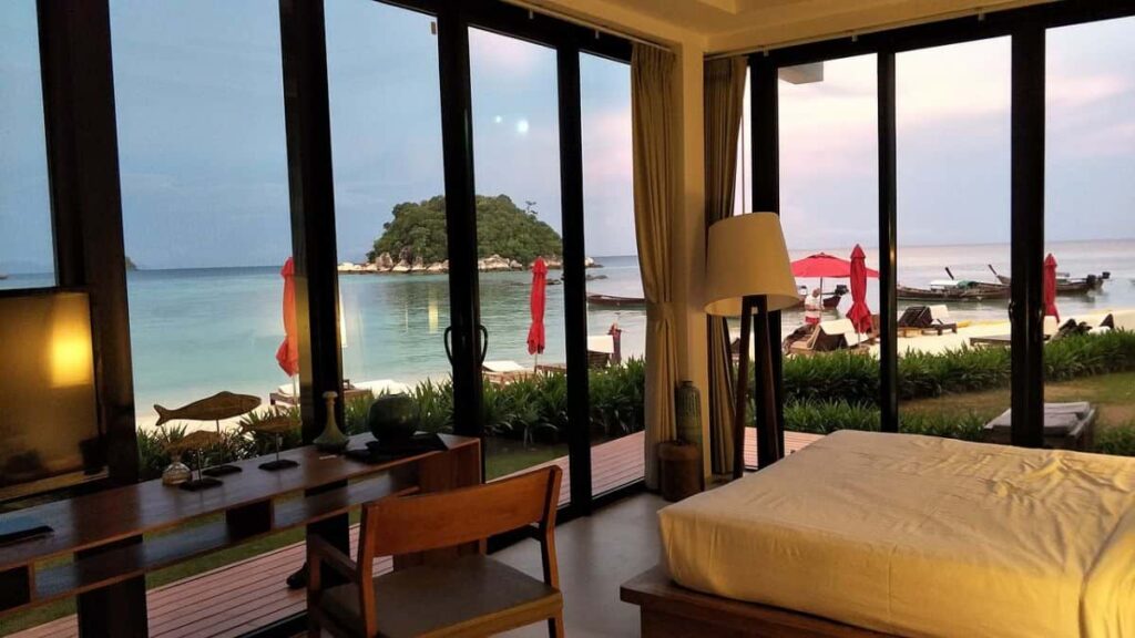 Thailand hotel room with panoramic sea view