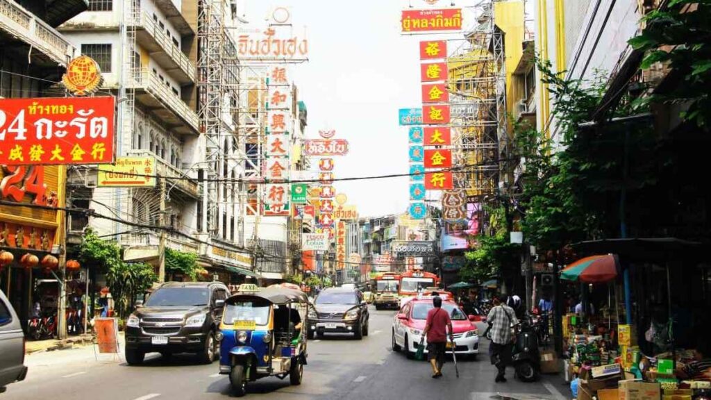 View of a city street in Thailand