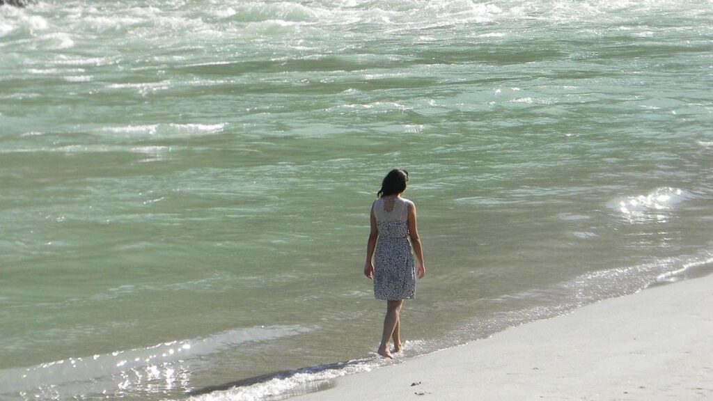 The author Surabhi strolling by the river.