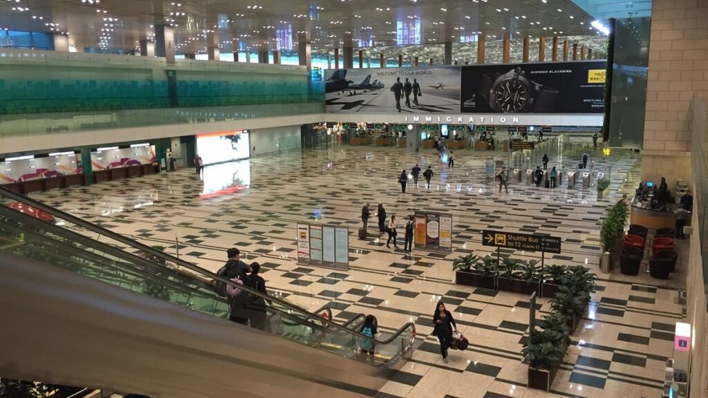 Changi Airport in Singapore is quite empty due to travel restrictions. 