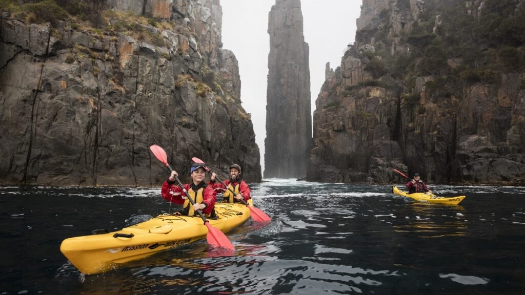 Kayaking is a great way to explore the Tasmanian coastline