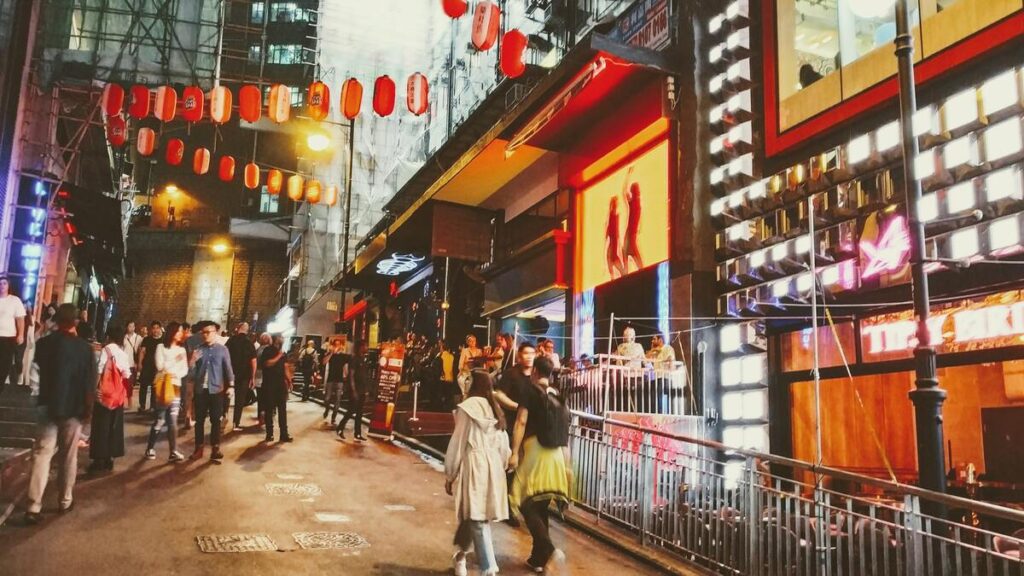 Make sure to visit Lan Kwai Fong, one of the most fun things to do in Hong Kong