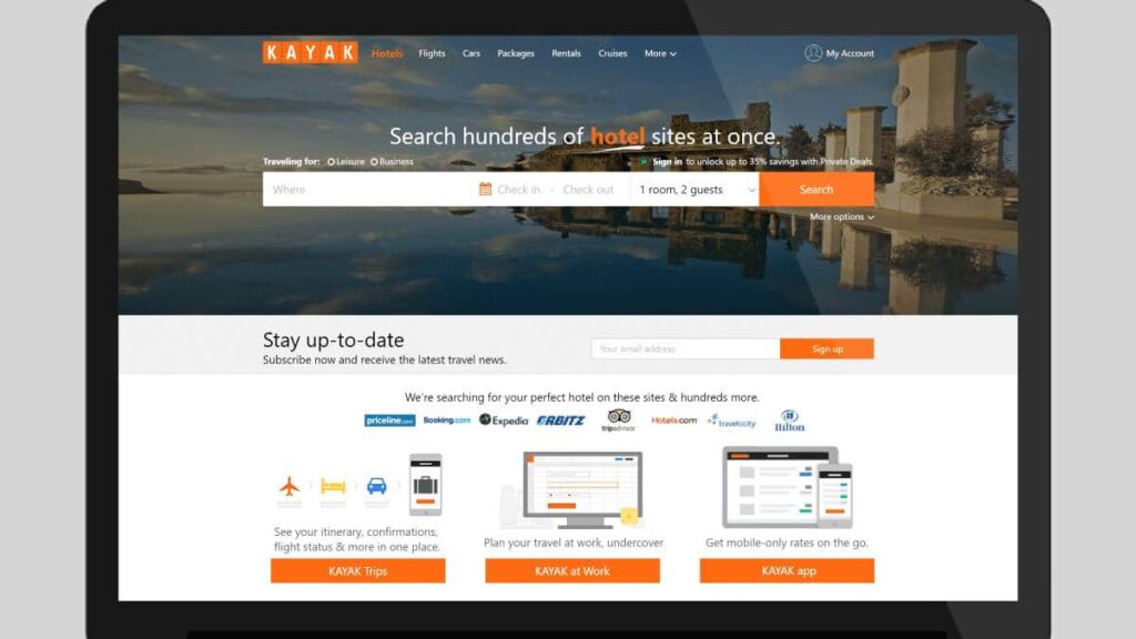 Top travel websites, Kayak