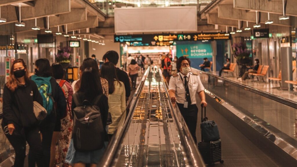 busy airport - travel bubble