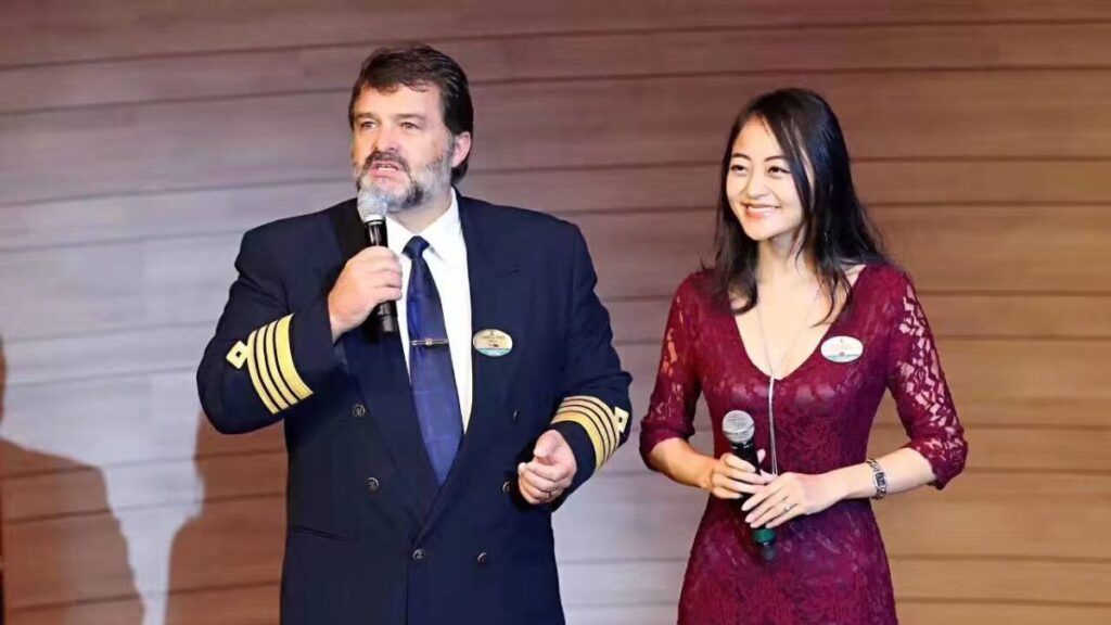 onnie Bai from Royal Caribbean co-hosting an event in Shanghai with Captain Charles