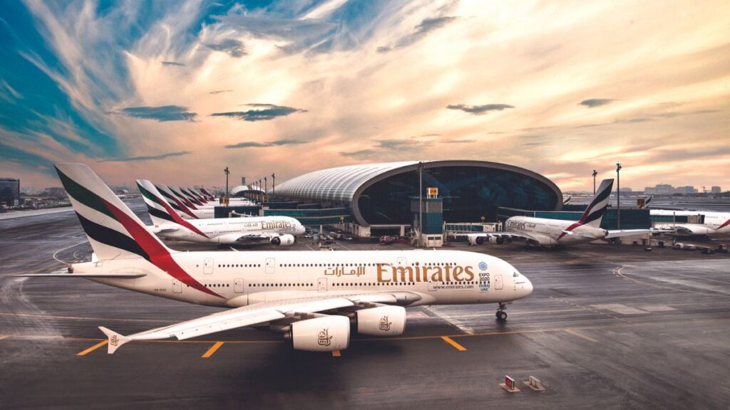 Emirates plane on the tarmac