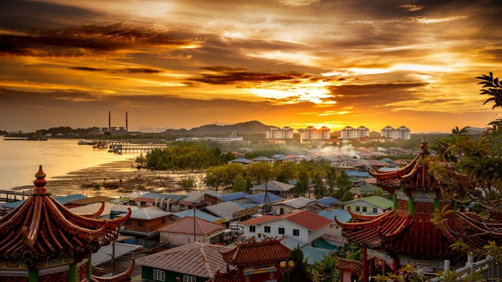 Sunset over Kuching in Sarawak