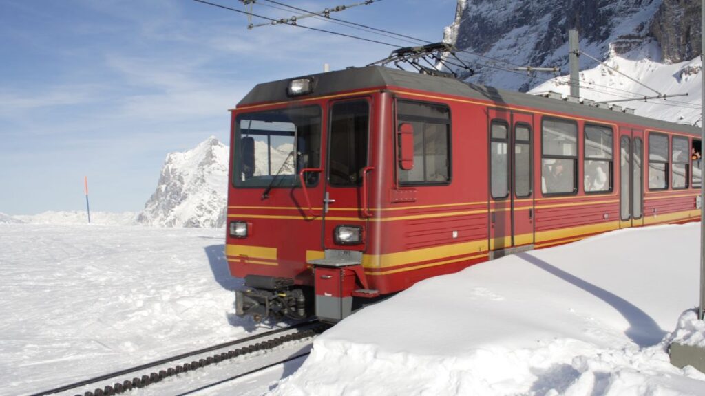 You can take a train through the Jungfraujoch region